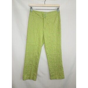 Will's River Co. VTG Green Pink Floral Embroidered‎ Pants Retro Bright Women's 8
